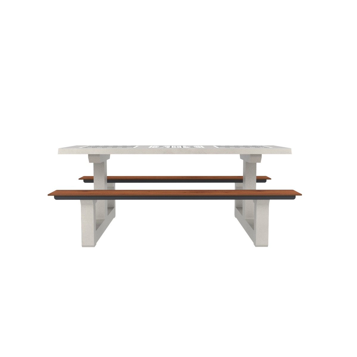 TABLE DE JEUX 6 PLACES EN BÉTON / HPL / MÉTAL + 3 JEUX INTÉGRÉS