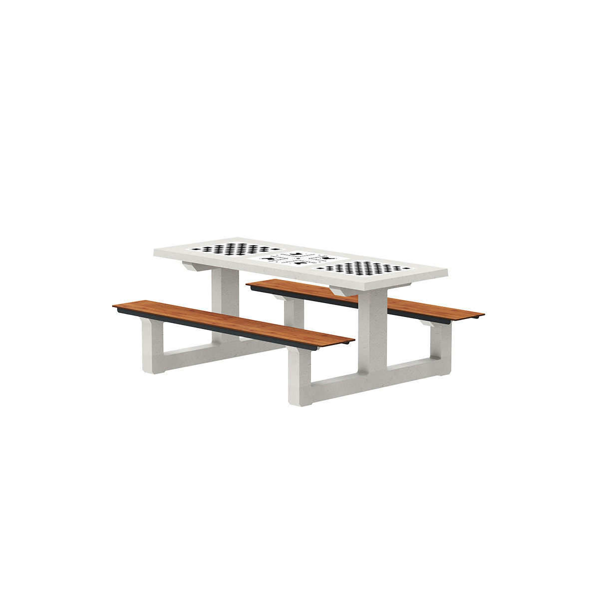 TABLE DE JEUX 6 PLACES EN BÉTON / HPL / MÉTAL + 3 JEUX INTÉGRÉS