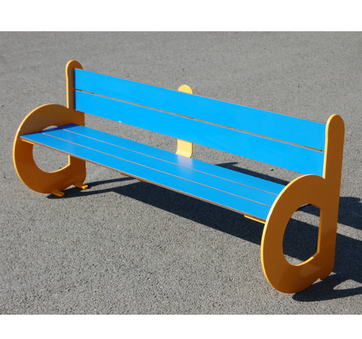BCE 300 Banc enfant en compact bleu piètement jaune